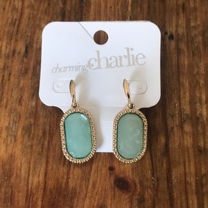 Charming Charlie Earrings Turquoise/Gold Accents
